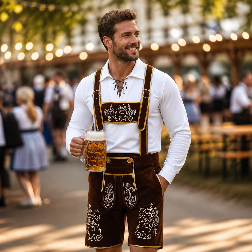 Heren Oktoberfest Kostuum 3-Delig BeierseFeest – Top en Broek