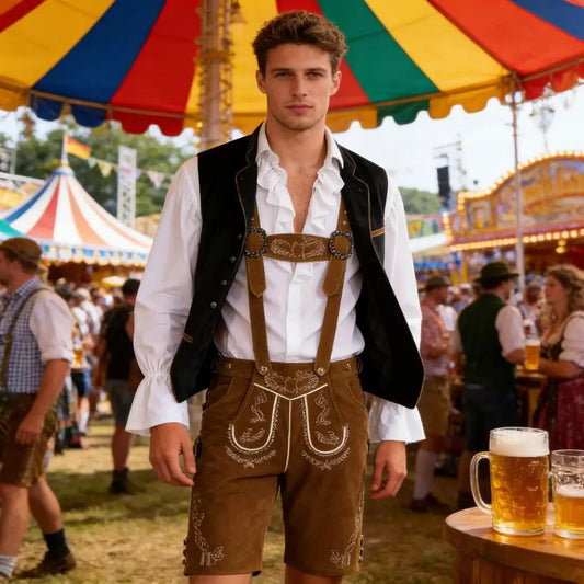 Heren Oktoberfest set met vest, shirt en broek - Trachten geïnspireerde feestkleding
