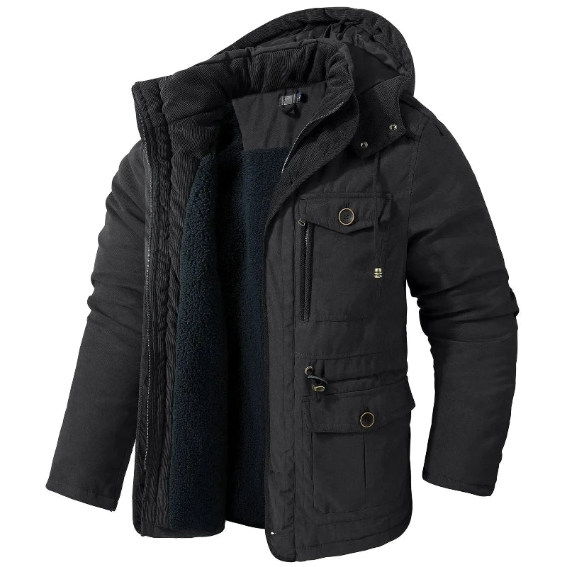 Heren Winterjas Waterdicht met Fleecevoering en Afneembare Capuchon