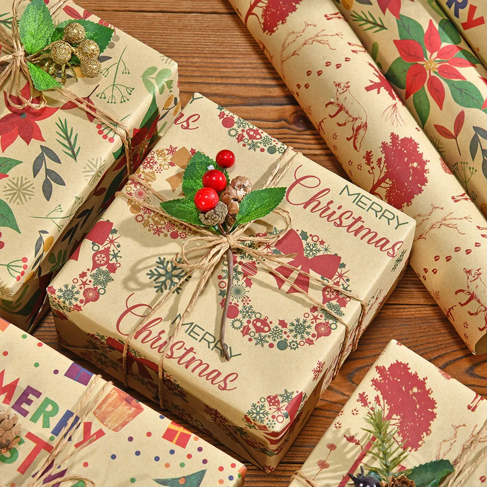 Kerst Inpakpapier – Feestelijk Cadeaupapier met Kerstmotieven 50x70 cm