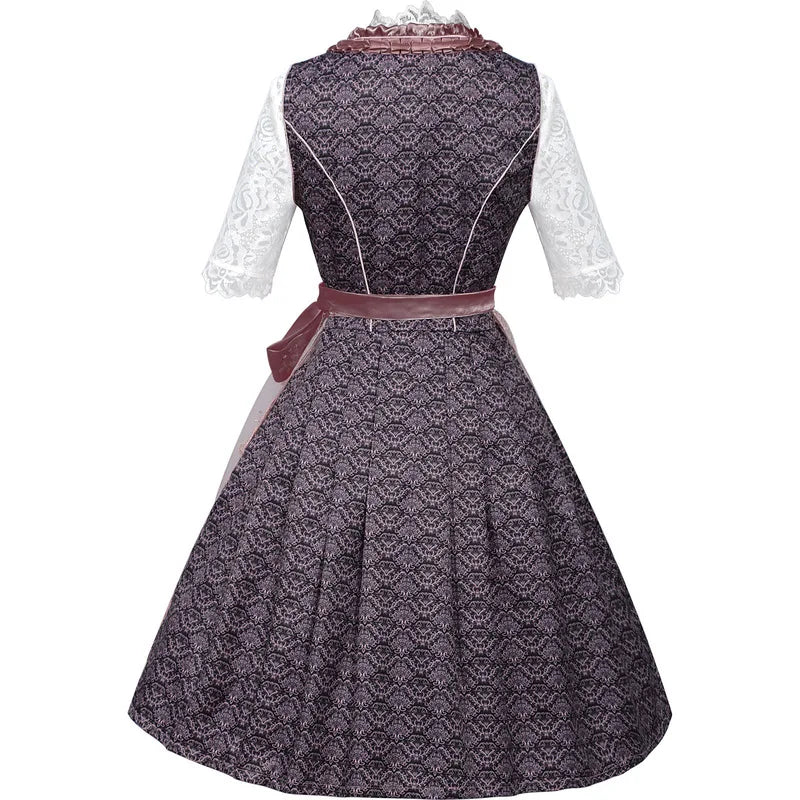 AlpenDroom Dames Dirndl Jurk 3-Delige Set met Schort