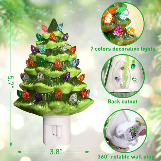 Keramisch kerstboom nachtlamp - Feestelijke decoratie voor je huis