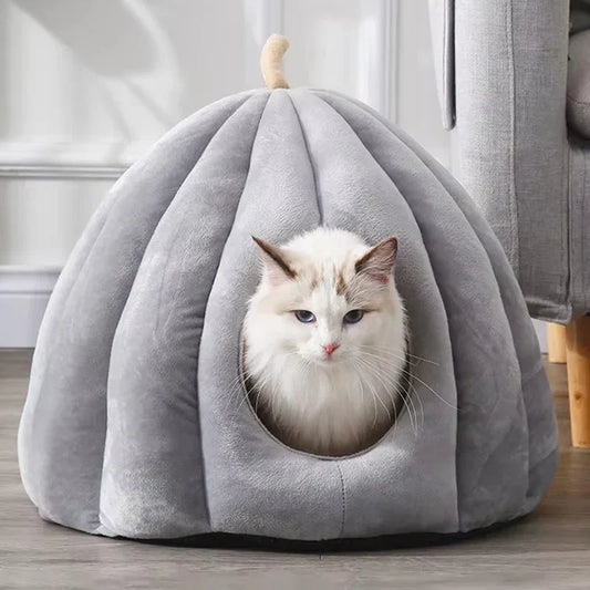 Pompoen Kattenbed – Gezellig Gesloten Kattenhuisje voor Binnen
