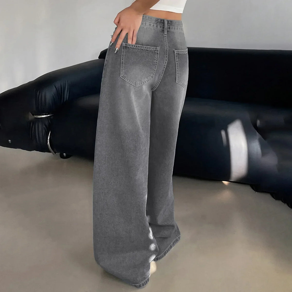 Luna Dames Baggy Wide Leg Jeans – Hoge Taille & Extra Wijde Pijpen