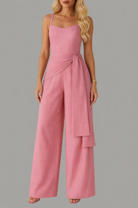 Veloura dames jumpsuit wijde pijpen mouwloos elegant zomer