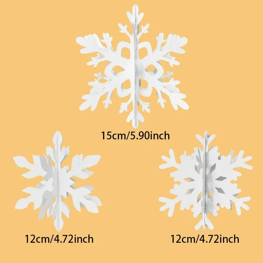 3D Sneeuwvlok Kersthangers – Set van 6 Decoratieve Ornamenten