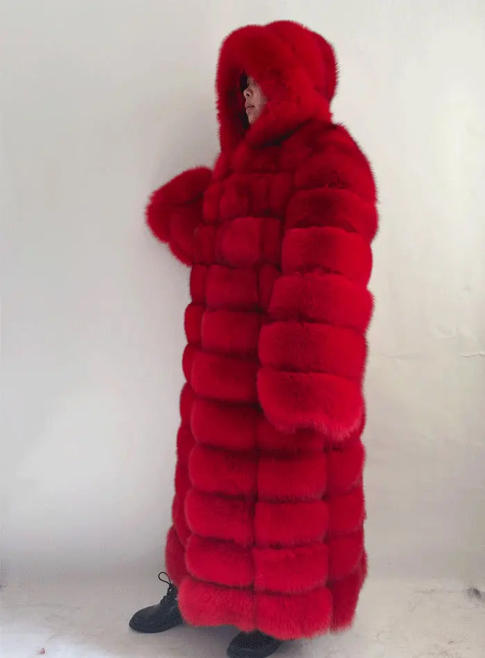 Dames Lange Winterjas met Capuchon – Gelaagd Design