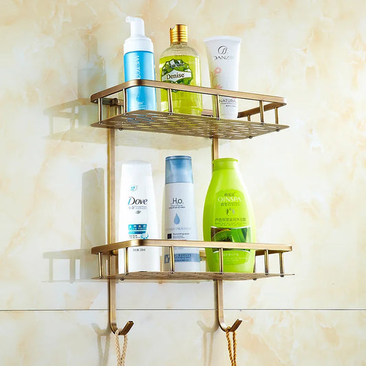 Vintage Hoekrek – Ruimtebesparend Badkamerrek voor Zeep en Shampoo