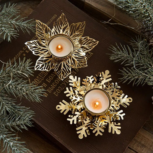 Sneeuwvlok Theelichthouder – Feestelijke Kerstdecoratie voor Tafel
