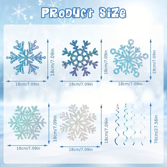 Sneeuwvlok Plafonddecoratie – Set van 12 Kersthangers voor Feestdagen