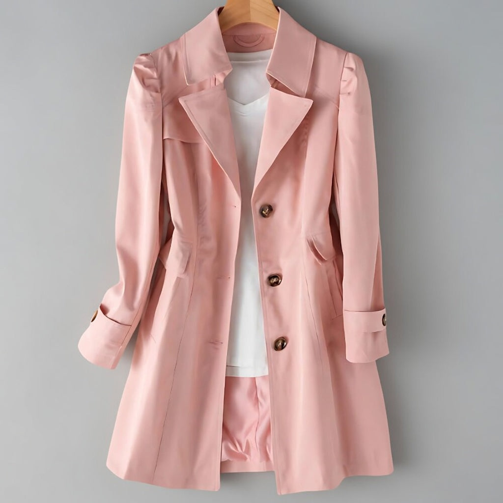 Valenna dames trenchcoat licht getailleerd met dubbele knopen