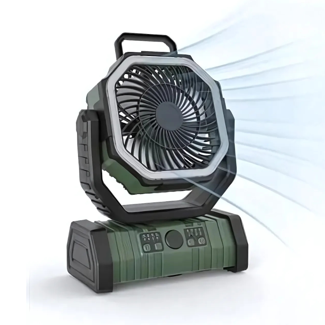 KampeerKracht Ventilator met LED en Powerbank 20000mAh Oplaadbaar