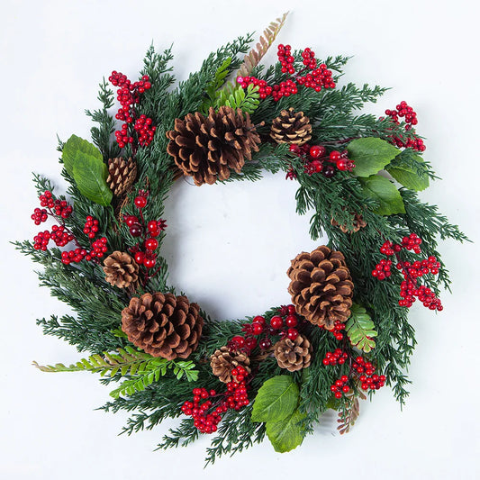 Bessenpracht Kerstkrans 45 cm met Cipresgroen en Rode Bessen