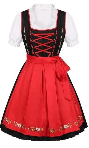 Dames Oktoberfest Dirndl – Klassieke Beierse Jurk met Pofmouwen