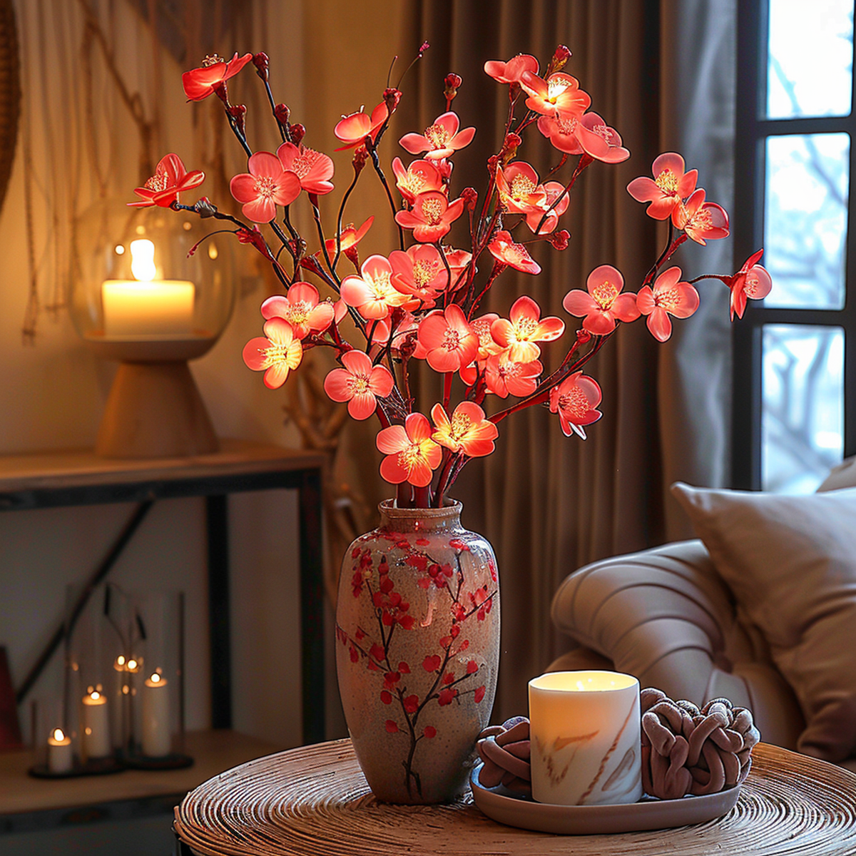 BloesemGloed Eucalyptus LED Takverlichting met Warm Licht