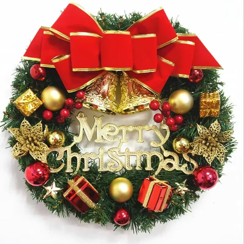 Feestglans Kerstkrans 30 cm – Decoratie in Rood, Goud en Groen