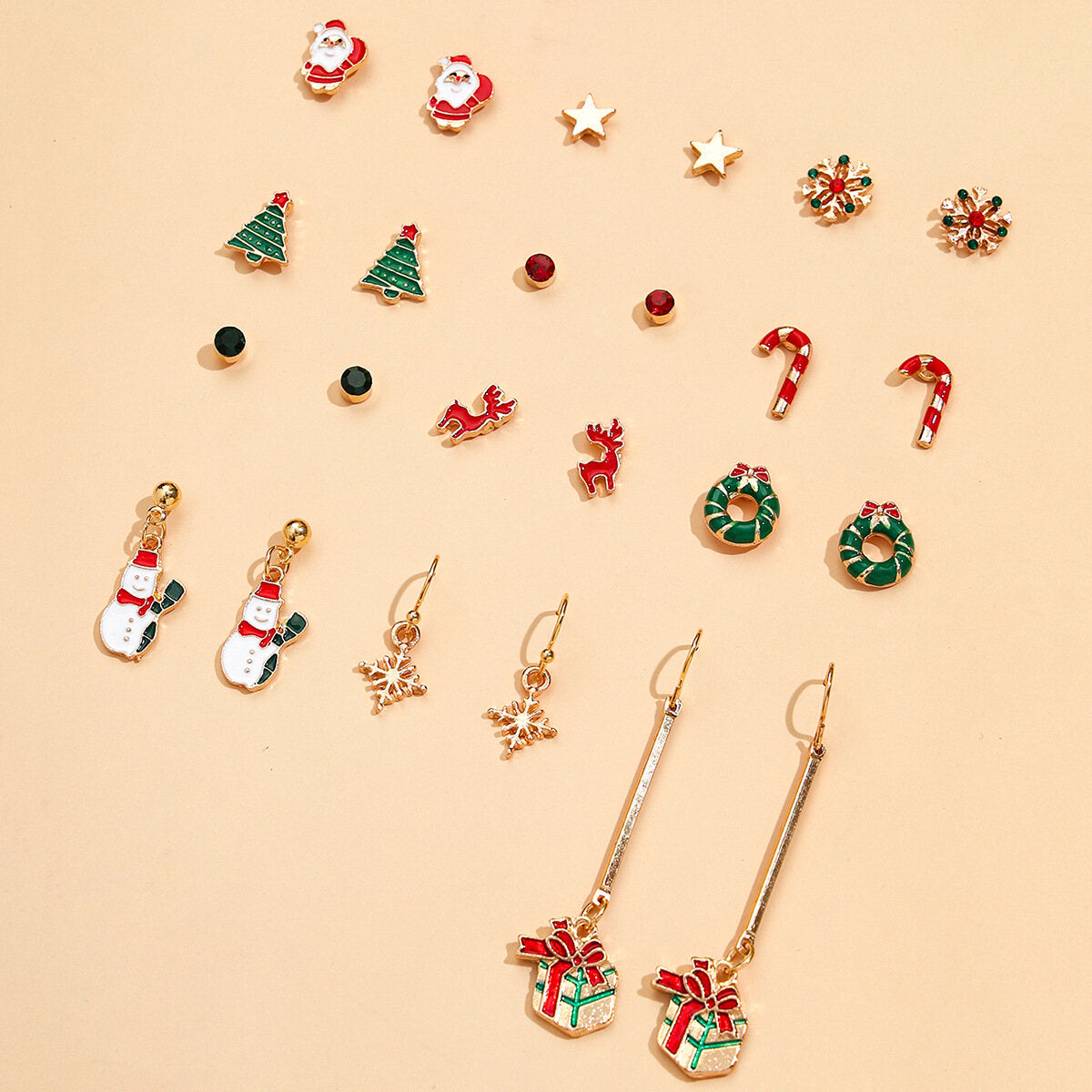 Goudglans Oorbellen Set – 12 Gouden Oorbellen voor Dames
