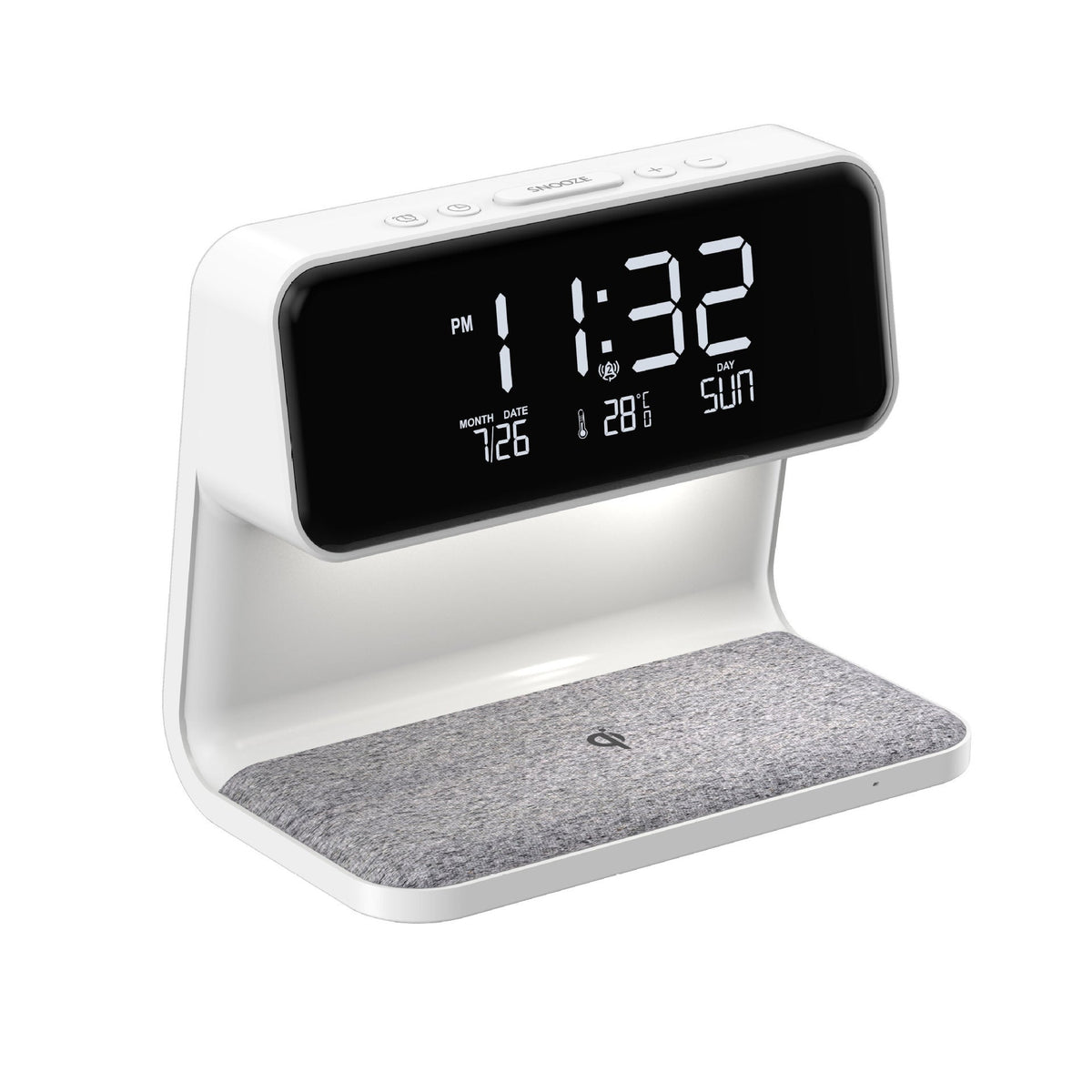 NachtGloed 3-in-1 Tafellamp met Draadloze Oplader en Wekker
