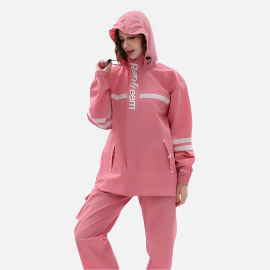 Damesregenpak Rainora – Waterdicht en Lichtgewicht in Beige, Roze en Bruin