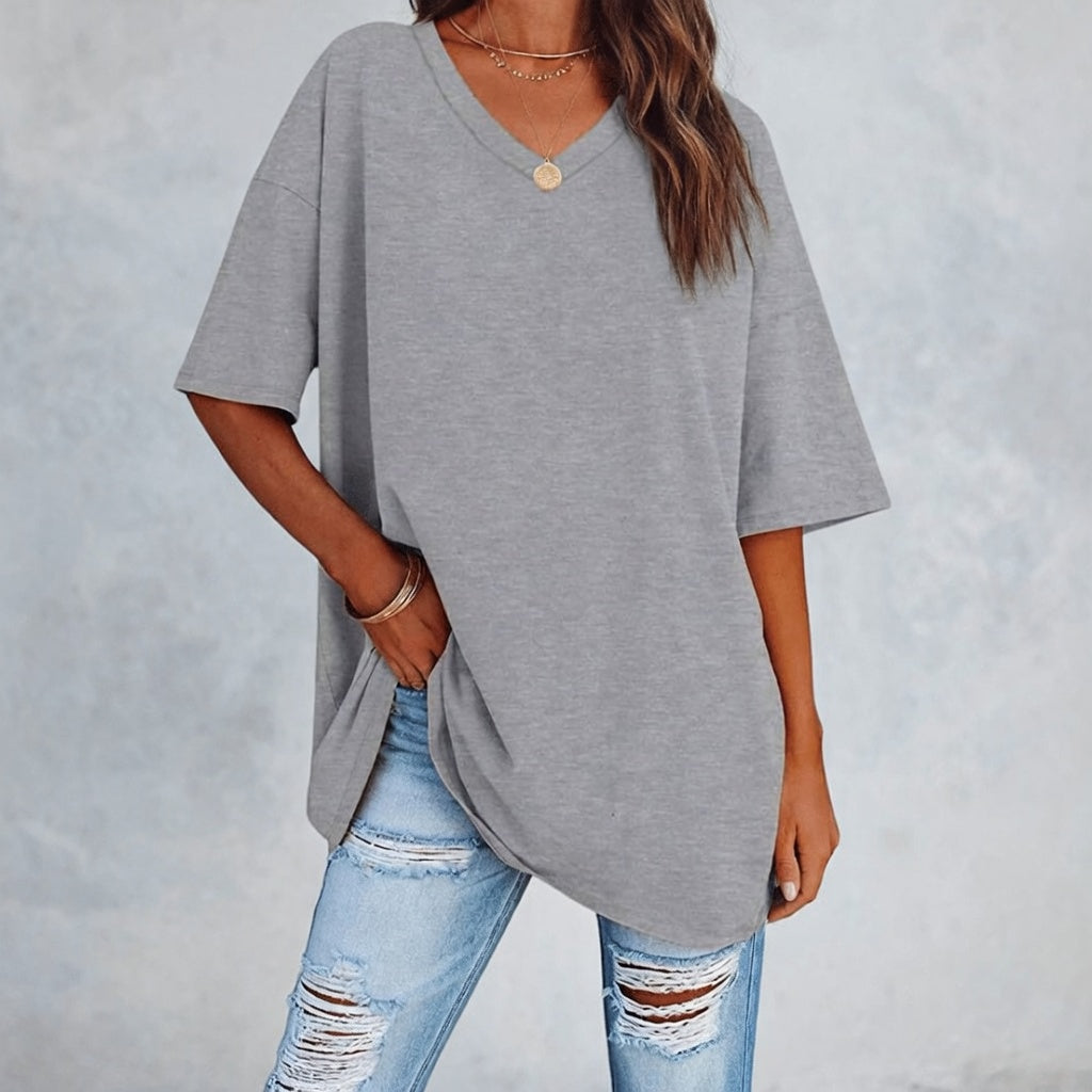 Evelien Top – Comfortabele Katoenen Dames Top met V-hals
