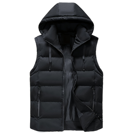 Winterdek – Herenbodywarmer met capuchon, ritszakken en volledige ritssluiting
