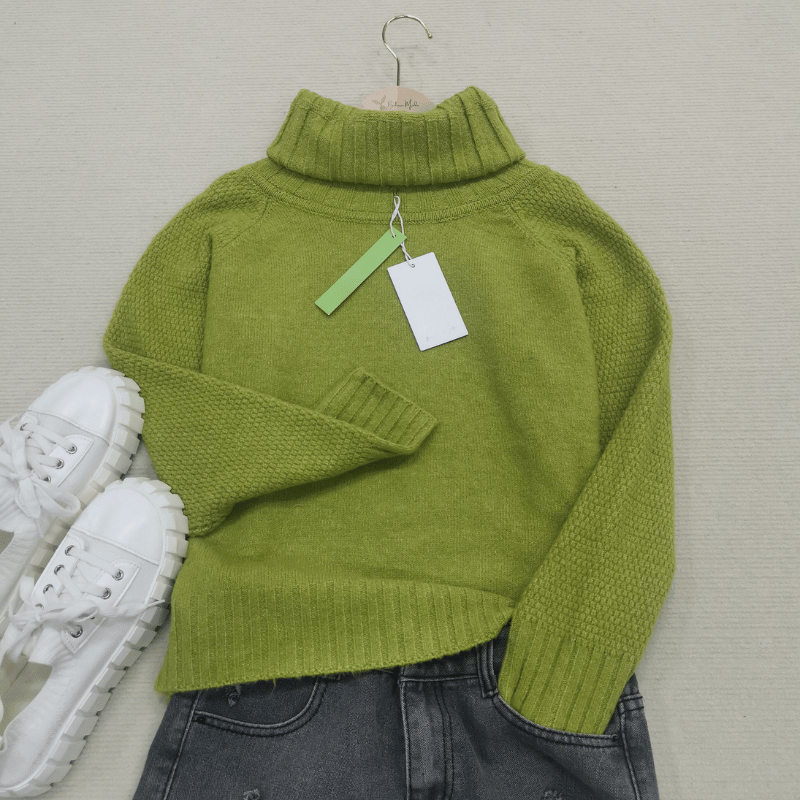 Dames Oversized Polotrui met Brede Kraag en Lange Mouwen