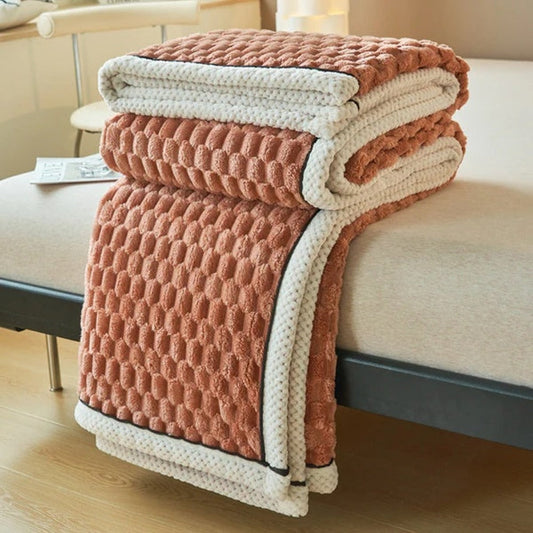 Bubbelluxe – Beige Sherpa Fleece Deken met Bubbeldesign voor Bank en Bed