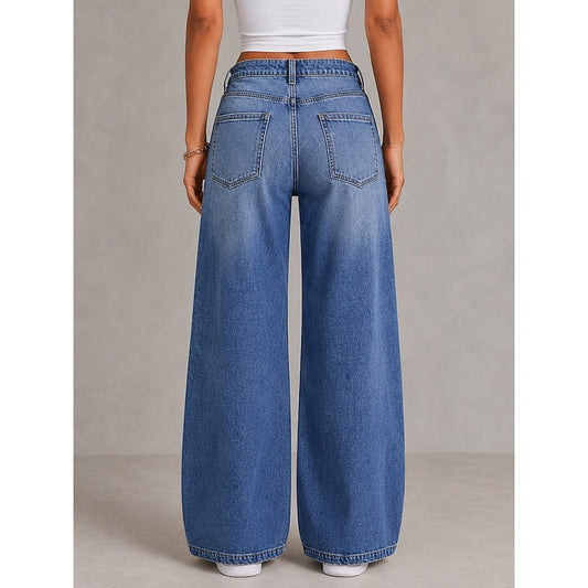 Vida Dames Jeans – Hoge Taille met Relaxed Wide-Leg Pasvorm