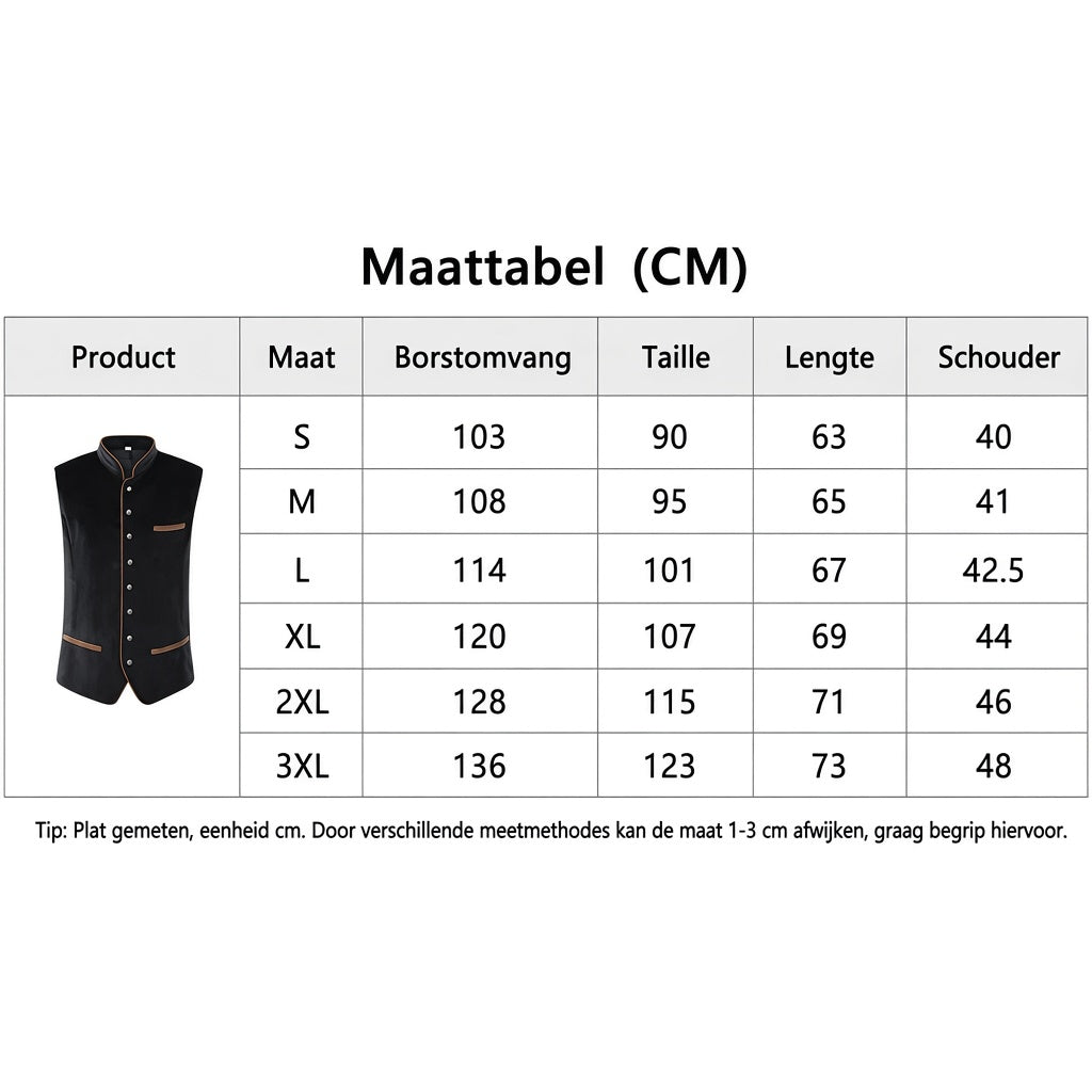 Klassiek Heren Gilet met Geborduurde Kraag en Decoratieve Knopen