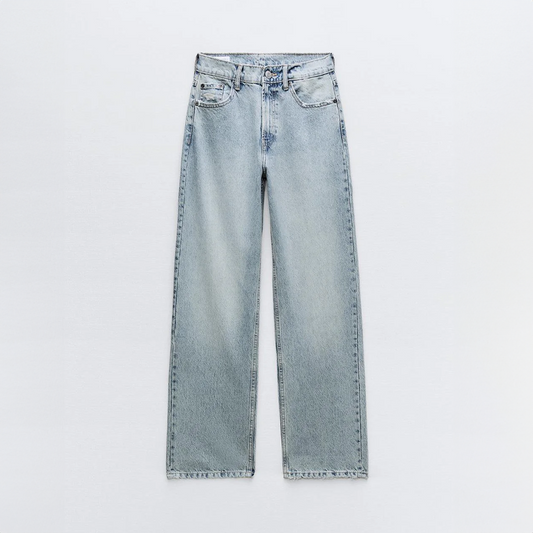 RetroRafel Vintage Dames Jeans Losse Pasvorm Lichtblauw Denim