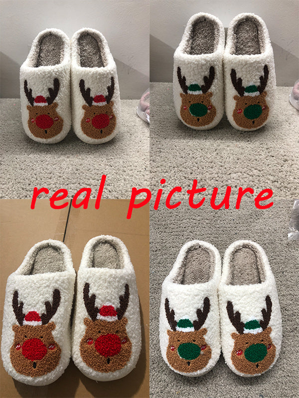 Kerstwarm Pluche Kerstpantoffels met Kunstwollen Voering en Antislip
