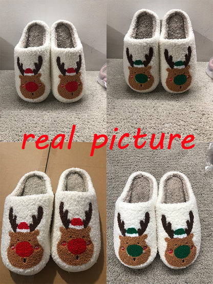 Kerstwarm Pluche Kerstpantoffels met Kunstwollen Voering en Antislip