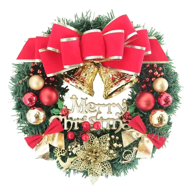 Feestglans Kerstkrans 30 cm – Decoratie in Rood, Goud en Groen