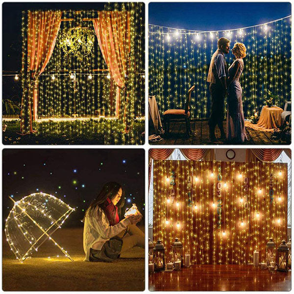 Elegante LED Lichtgordijn – afstandsbediening met timer en 8 lichtstanden