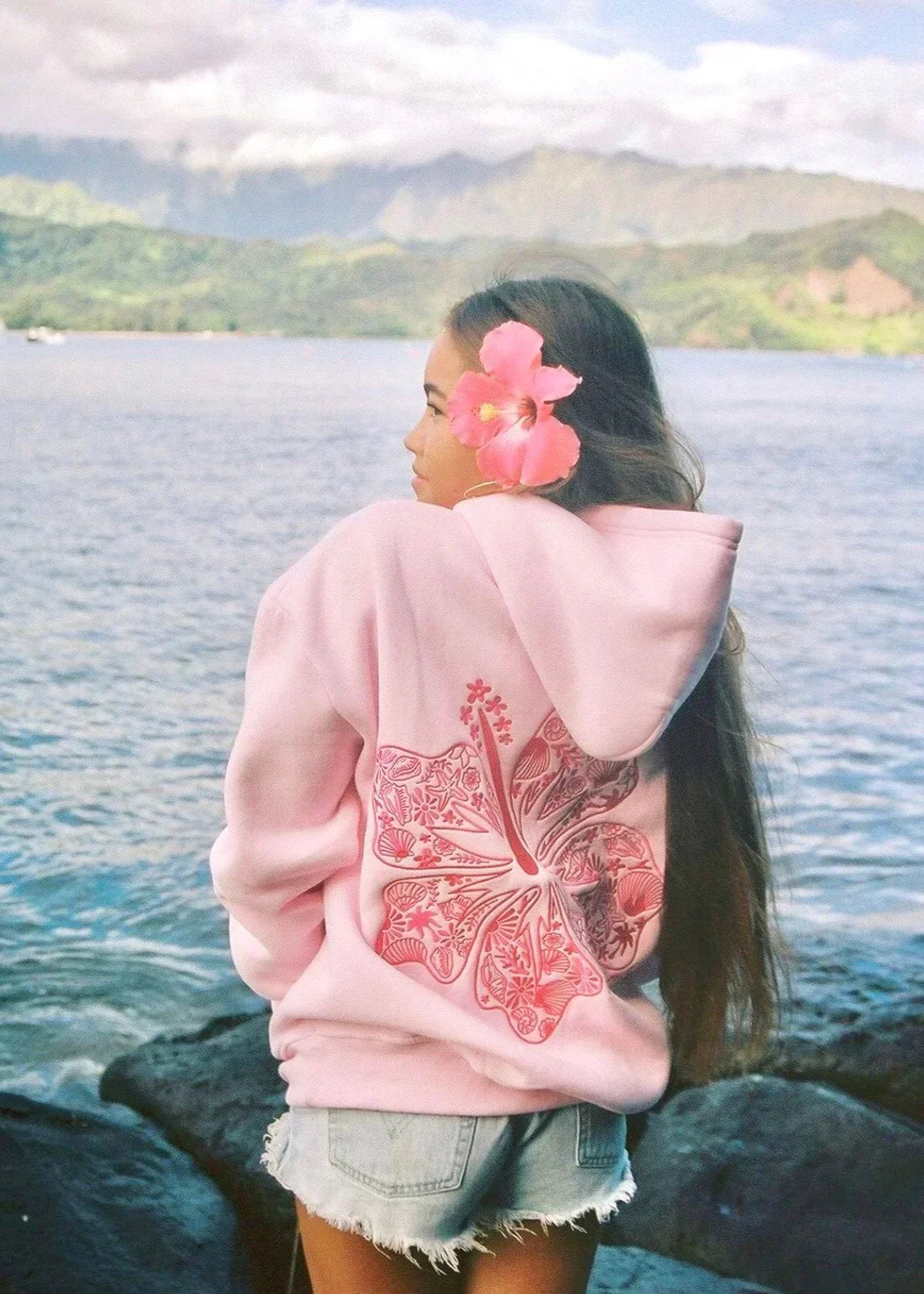 Fleur Dames Hoodie – Oversized Hoodie met Bloemenprint op de Rug