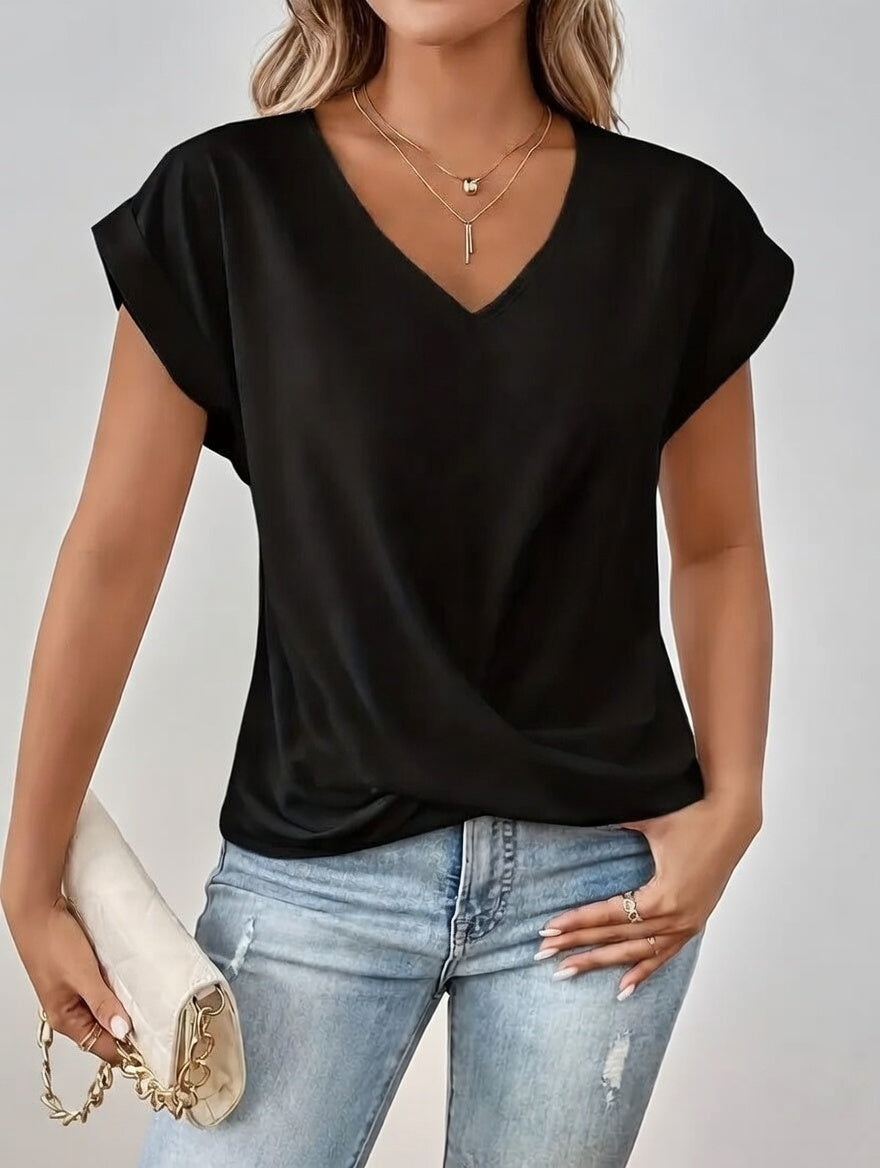 Liorena Dames Zomerblouse met V-Hals en Luchtige Pasvorm