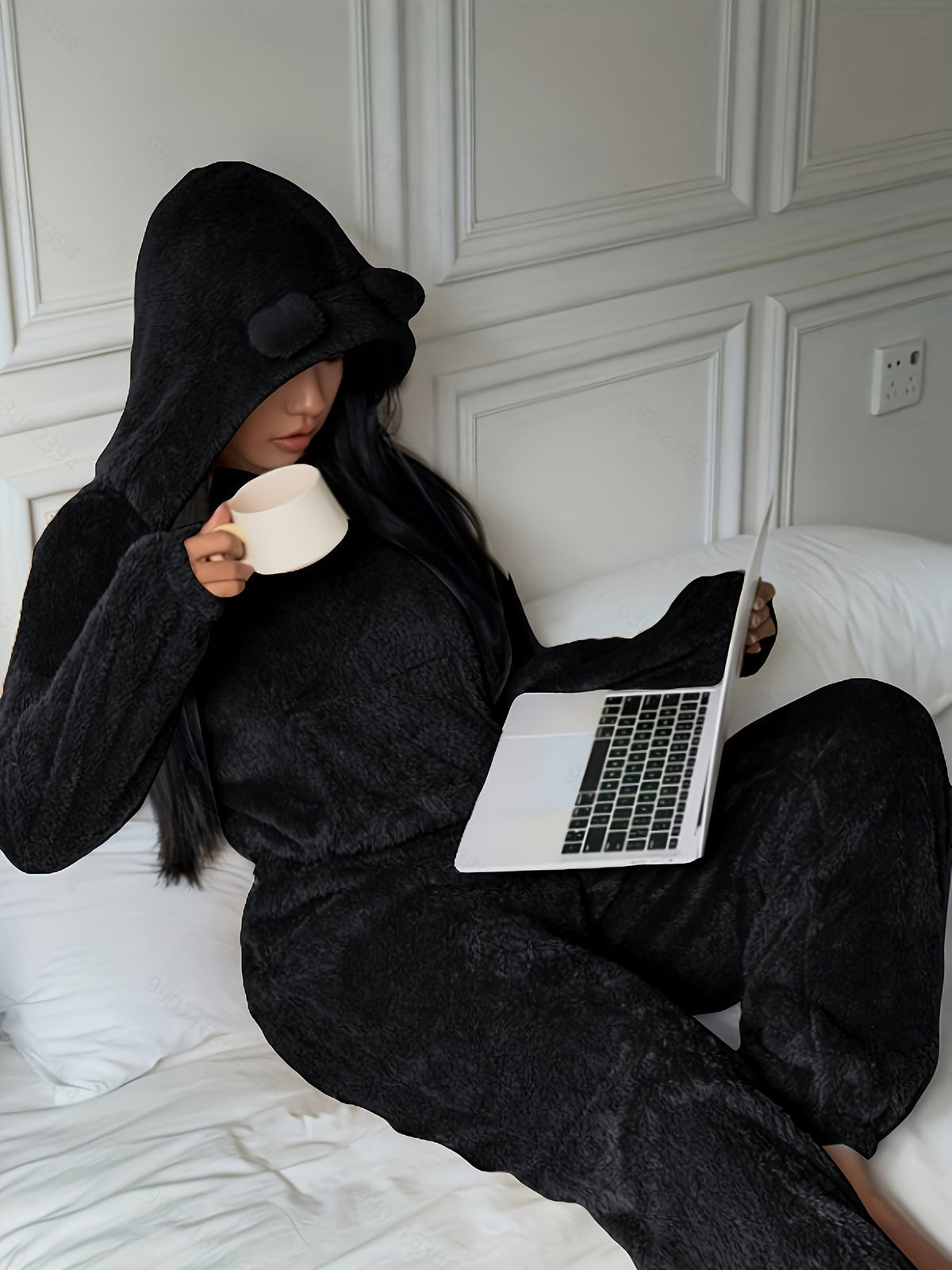 Dames Loungewear Set 2-Delig – Hoodie met Berenoren en Broek
