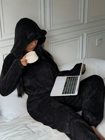 Dames Loungewear Set 2-Delig – Hoodie met Berenoren en Broek