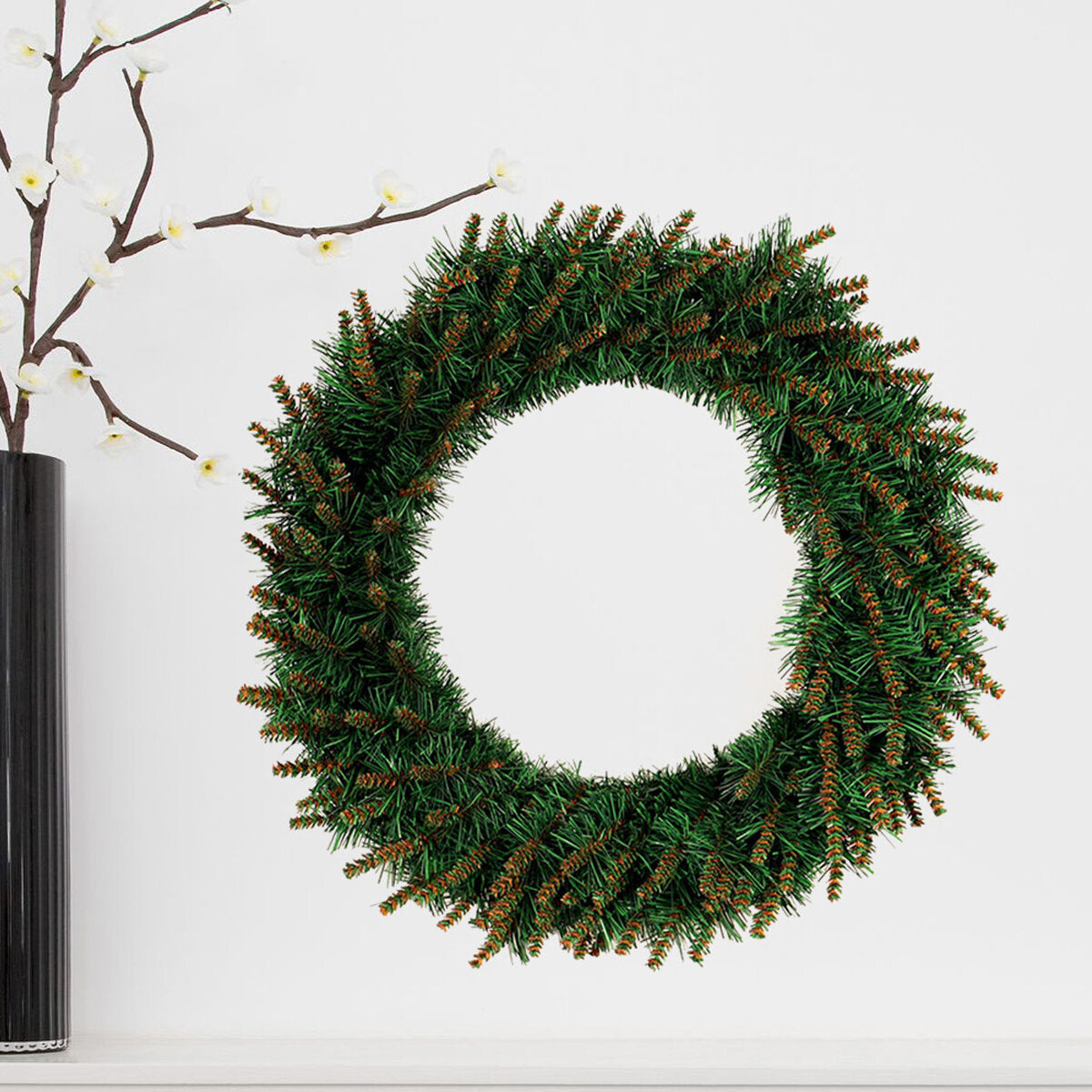 Kerstkrans met LED – Groene Deur- en Wanddecoratie voor Kerst