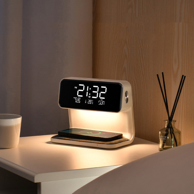 NachtGloed 3-in-1 Tafellamp met Draadloze Oplader en Wekker