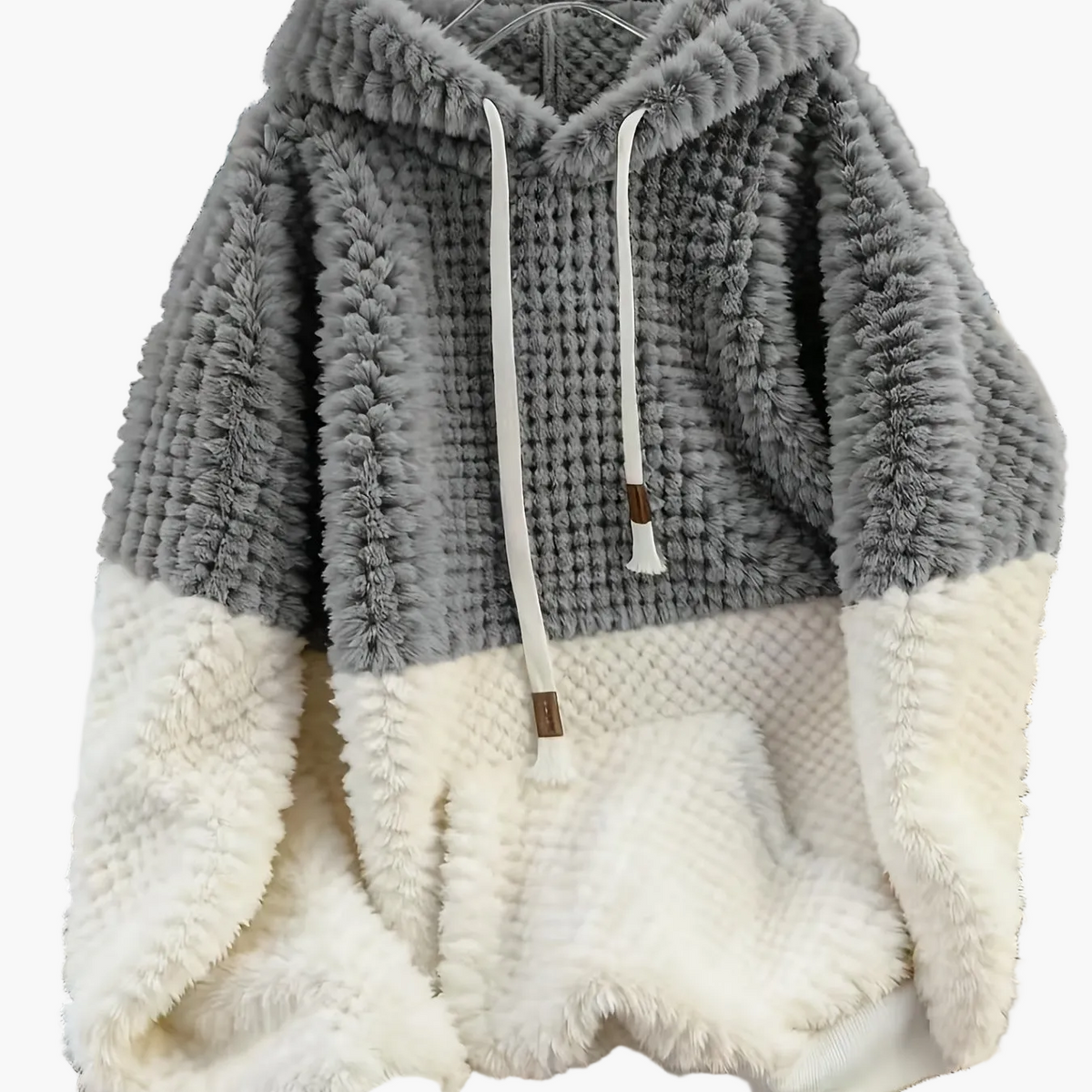 Faux Fur Hoodie in Zachte Materialen met Contrasterende Panelen, Unisex