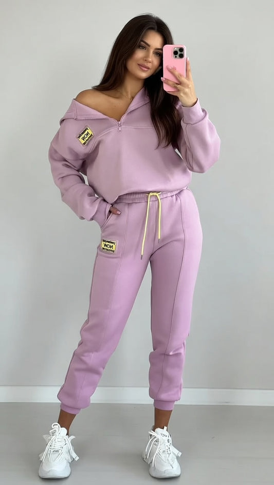 Pastelroze Lunara Comfort Joggingpak Set Dames Casual Stijl