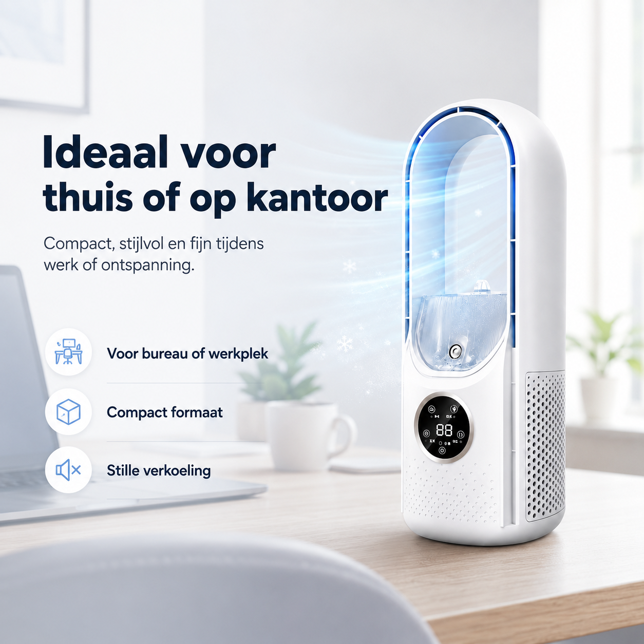 Airevo Fluisterkoel 3-in-1 Bladloze Mini Luchtkoeler Bureau