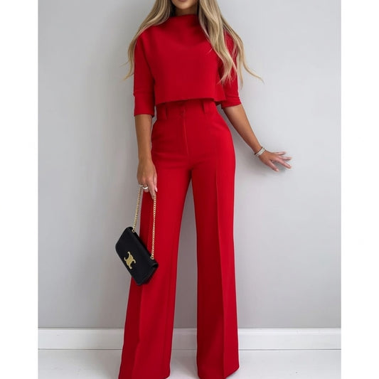 Lunara Dames Tweedelige Set met Top en Broek Elegante Pasvorm