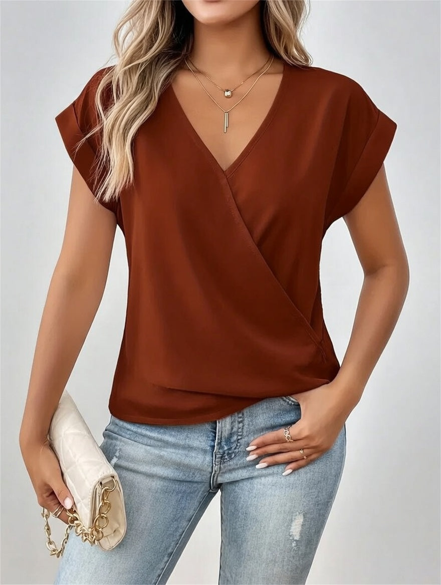 Liorena Dames Zomerblouse met V-Hals en Luchtige Pasvorm