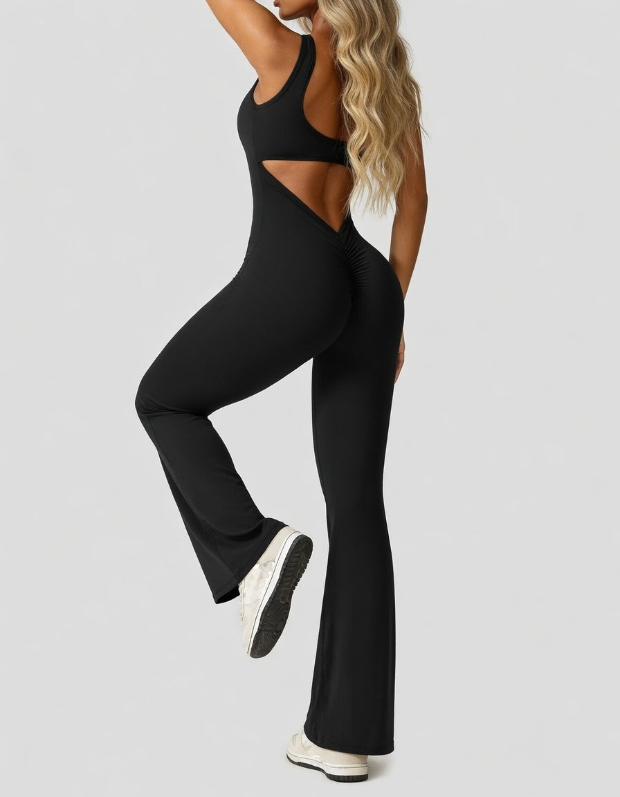 Veloura Sculpt Jumpsuit Dames Stretch Backless Flared Fit