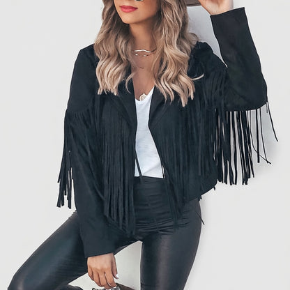 Velmira Suède Jas met Franjes en Boho Stijl Dames Vest