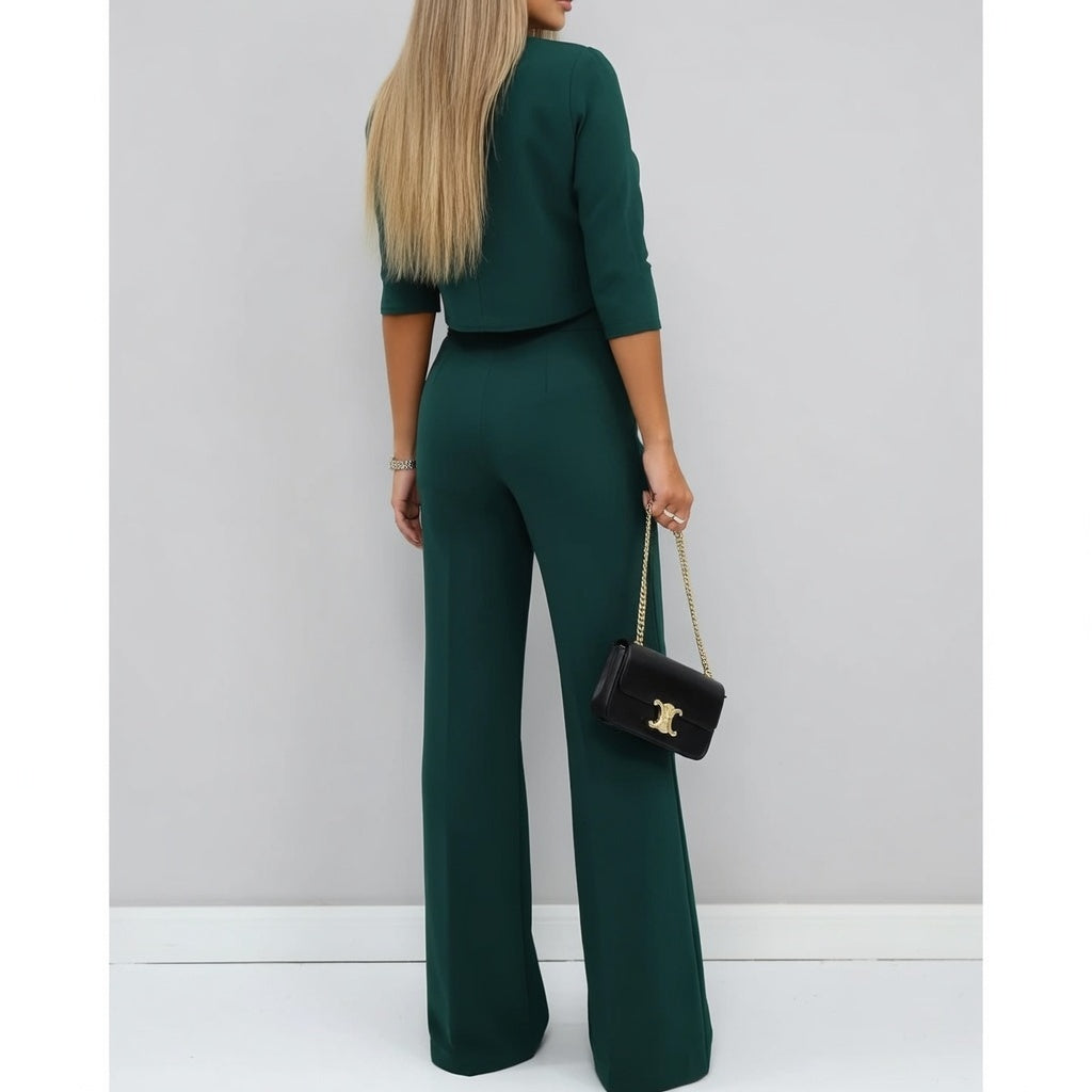 Lunara Dames Tweedelige Set met Top en Broek Elegante Pasvorm