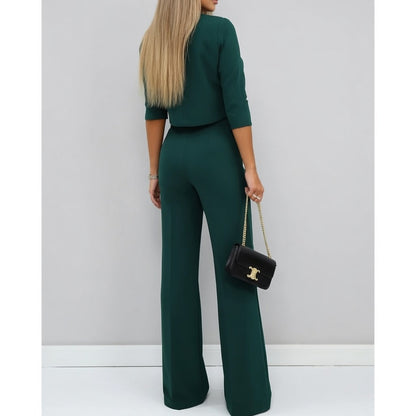 Lunara Dames Tweedelige Set met Top en Broek Elegante Pasvorm