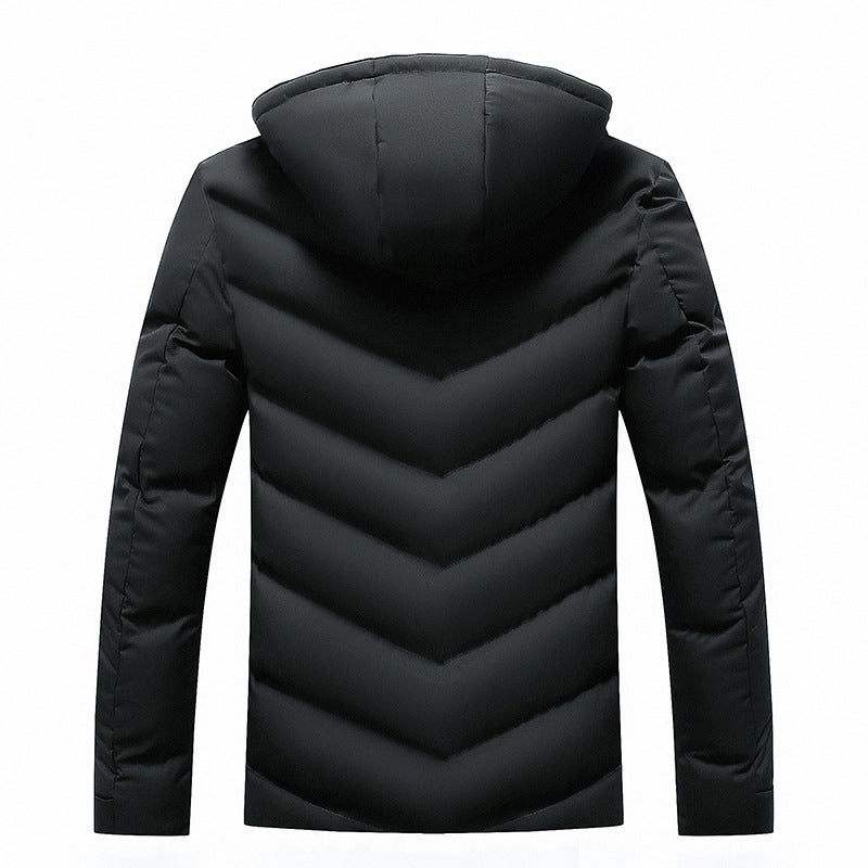 Heren Winterjas Gewatteerd met Capuchon en Rode Ritssluiting
